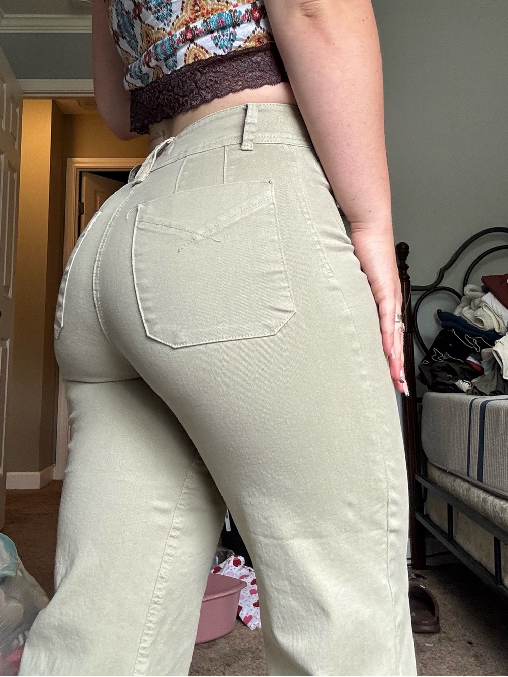 Cropped sage pants size 25